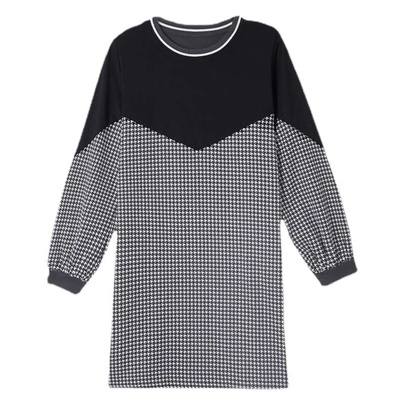 Manufacturers for new pregnant women new autumn and winter clothing houndstooth loose top pregnant women spring and autumn long dress