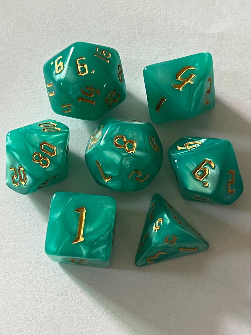 Picture of 7 sets of new font Pearl pattern Macron color series multi-sided dice digital dice DND PRTG running group tour