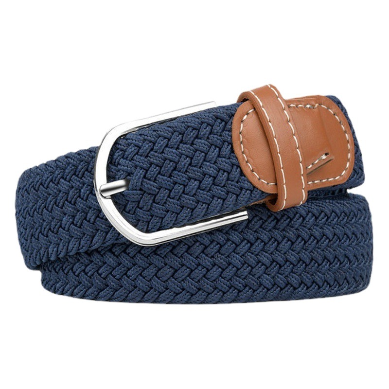 Cross-Border Elastic Stretch Woven Belt Non-Porous Belt Pin Buckle Unisex Outdoor Belt Military Training Student Belt