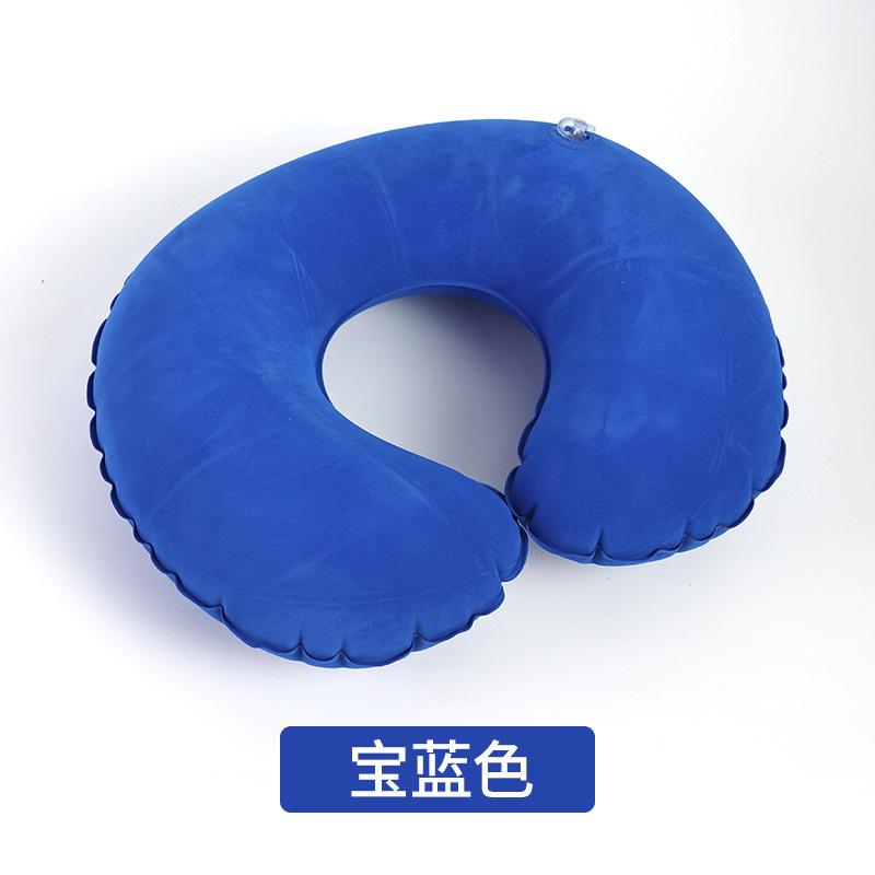 in stock travel inflatable pillow car airplane neck pillow U-shaped inflatable pillow pvc flocking travel pillow wholesale