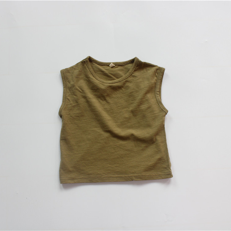Picture of Summer Children's Vest Solid Color Boys' Vest Korean Style Solid Color Slub Cotton Thin Girls' Top Sleeveless Hair