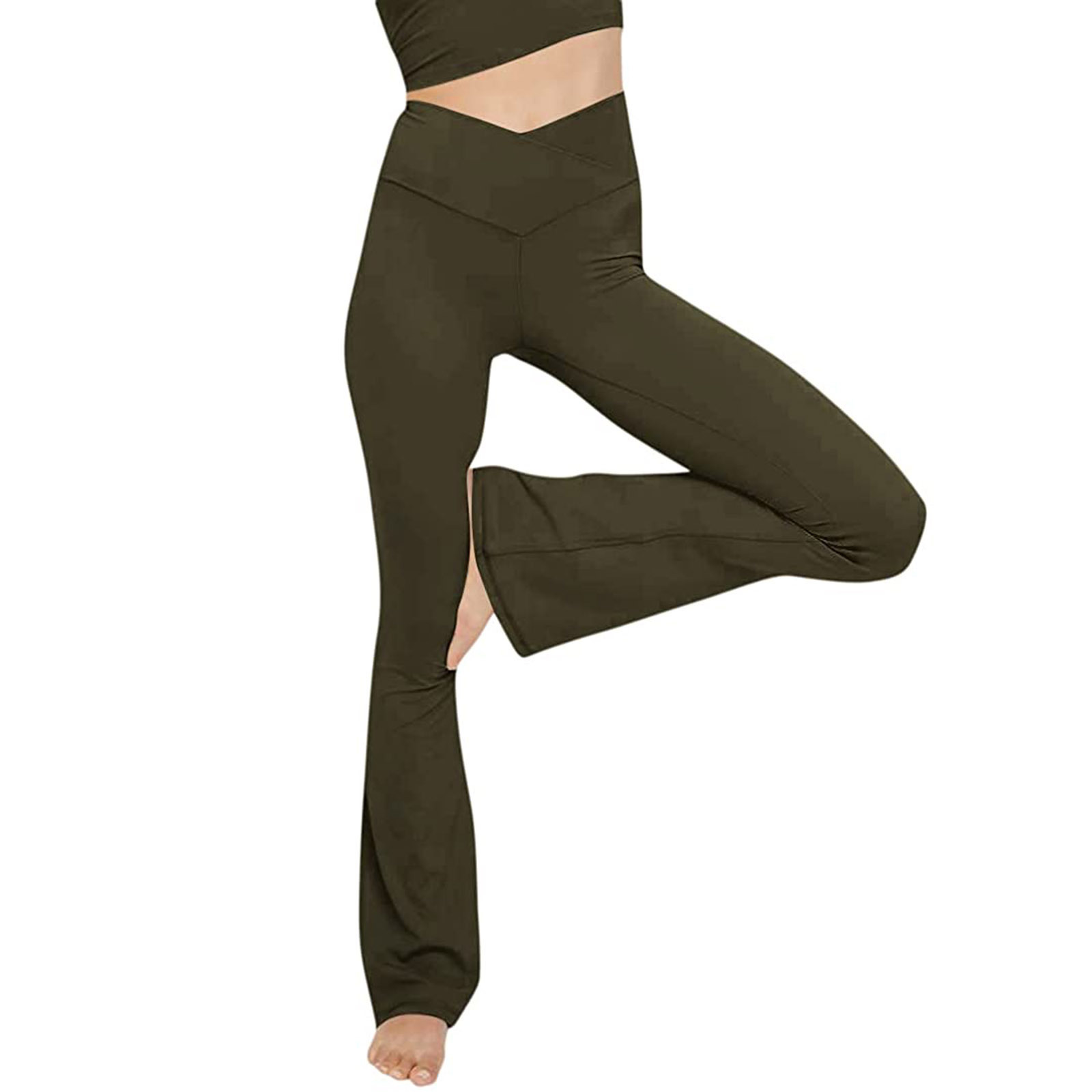 Picture of Amazon Cross-border New Women's High Waist V-shaped Cross Leisure Sports Fitness Horn Yoga Pants XY840 Plain