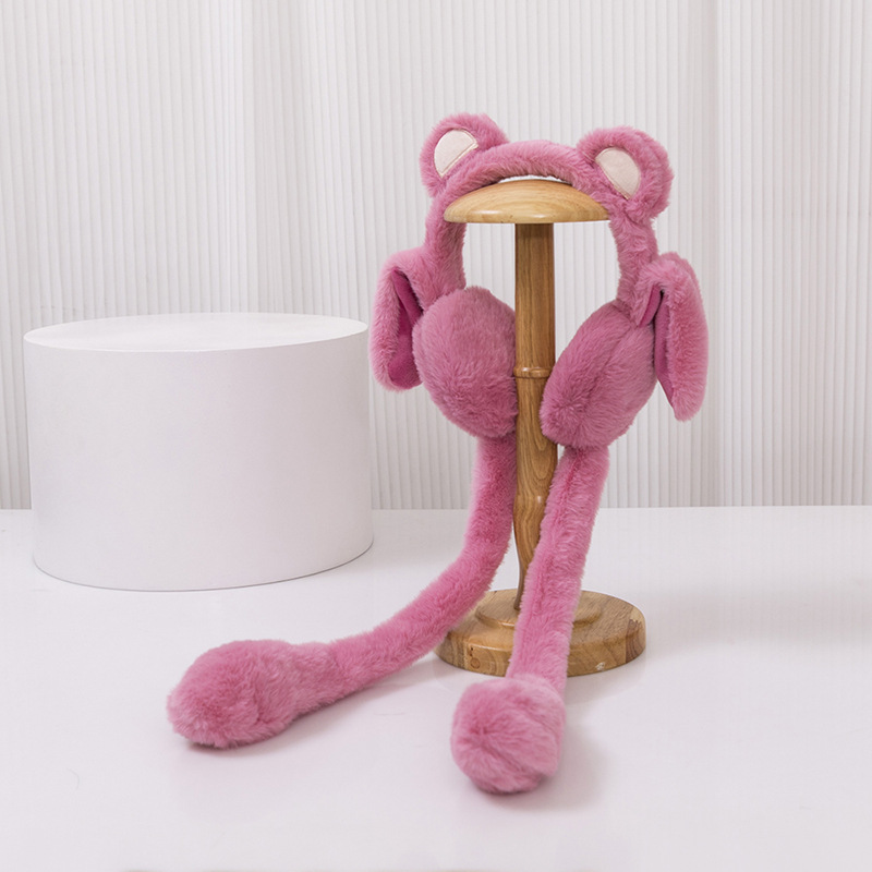 Picture of Cartoon earmuffs winter Korean student plush moving ears cute warm outdoor riding windproof velvet padded