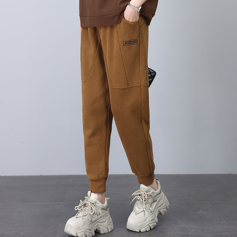 Middle-aged and elderly mothers autumn and winter fashion fleece-lined cotton pants women's 2024 new winter warm thick sports casual pants