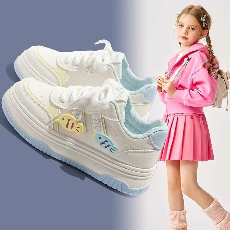 Girls' sneaker 2025 New Spring and Autumn Children's Casual Board Shoes Large Children's Breathable White Shoes Girls' Torre Shoes