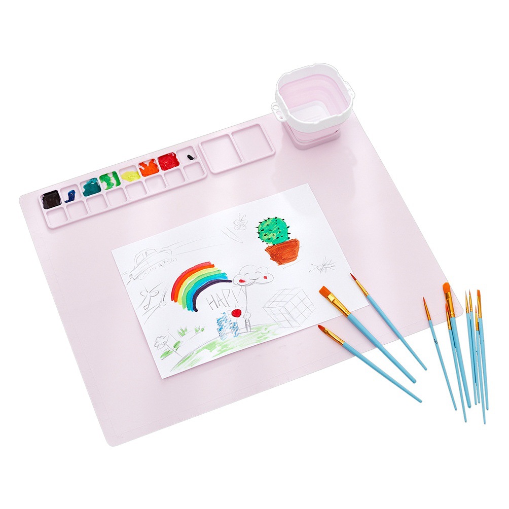 Cross-border silicone painting mat simple solid color art painting mat children graffiti Mat washable watercolor color mixing silicone mat