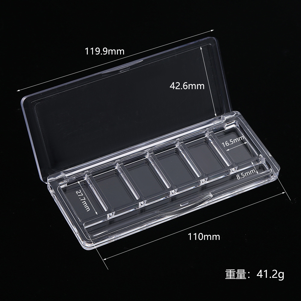 High-End Rectangular Eye Shadow Box, Simple Transparent Seven-Compartment Eye Shadow Empty Box, Trendyy Retro Blush Eye Shadow Palette