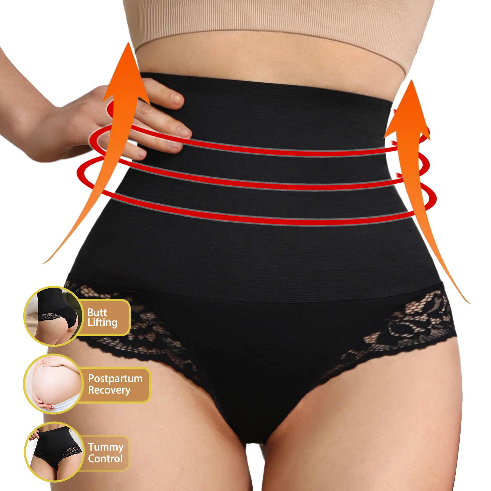 Picture of European and American Belly Pants Strong Belly Pants Summer Thin Sexy Lace-edge T-shaped Briefs Women's Shaping Pants