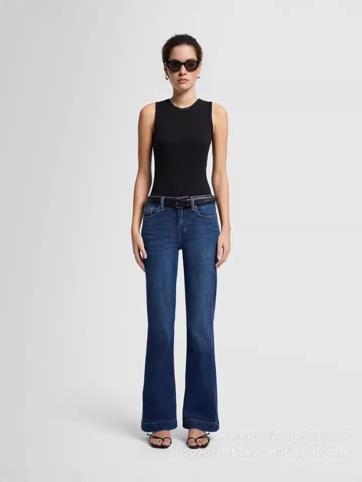 Amazon independent station Europe and the United States hot cross-border women's new jeans retro hip stretch micro horn trousers