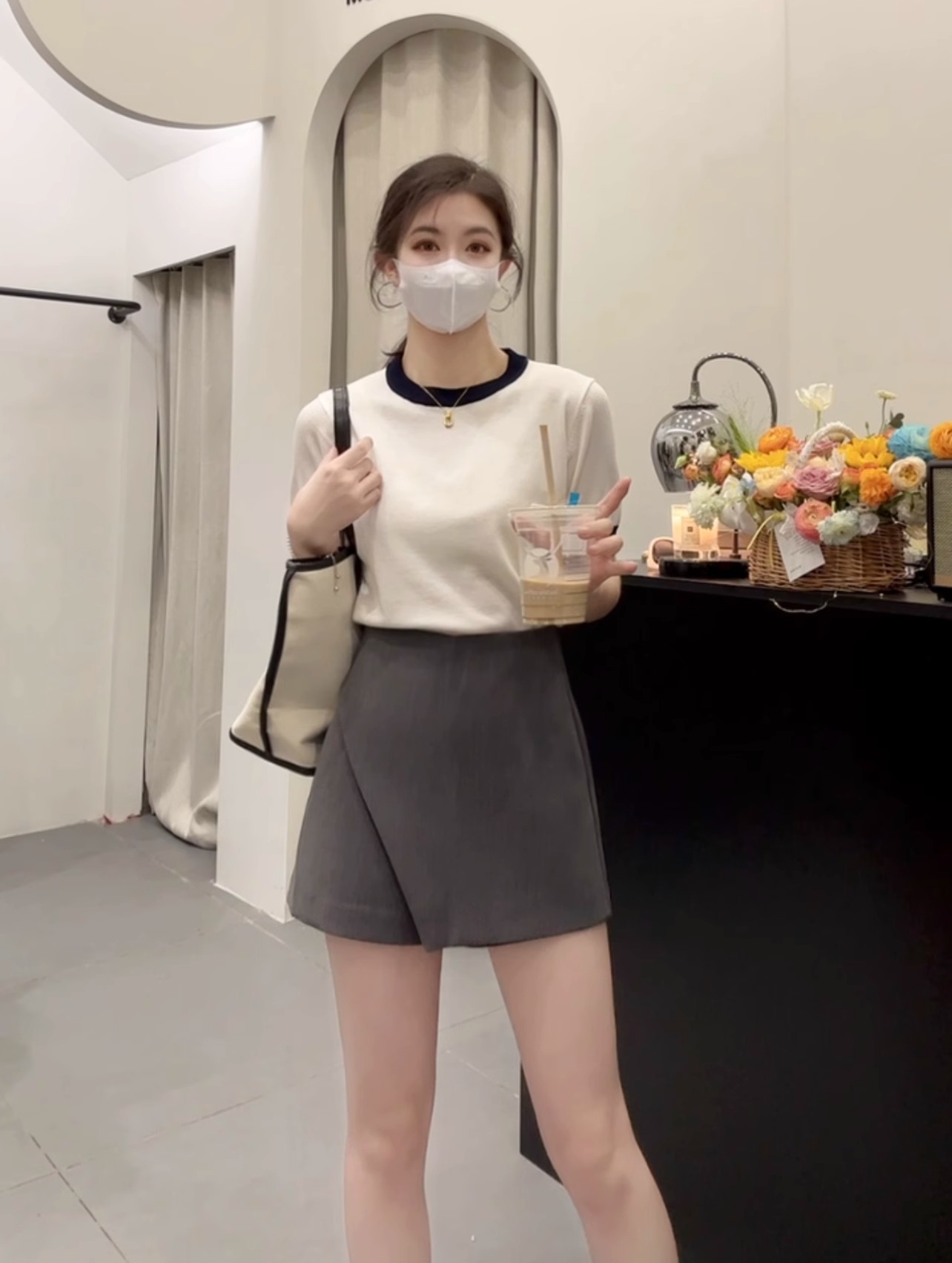 Suit Skirt Women's 2024 Autumn New All-match High Waist Slimming Casual Irregular A- line Hip Short Culottes