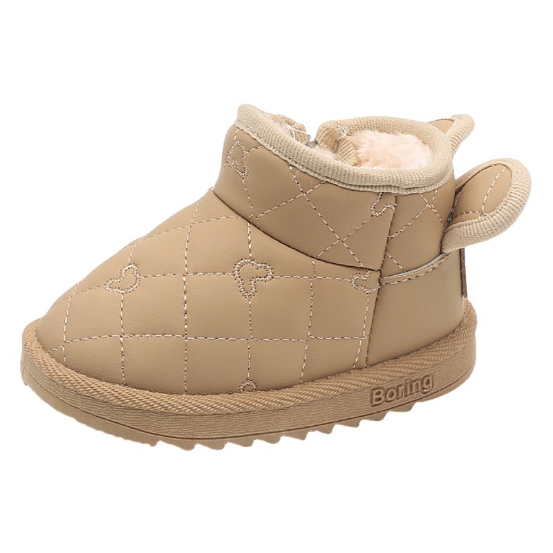 Baby snow boots winter fleece-lined cotton shoes baby toddler shoes baby baby shoes Korean style milk tea ears