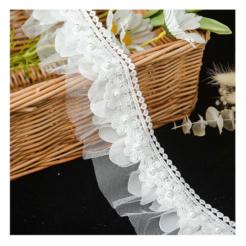 White handmade beaded stereo lace garment accessories diy decorative skirt sleeve neckline fabric width 3-8CM