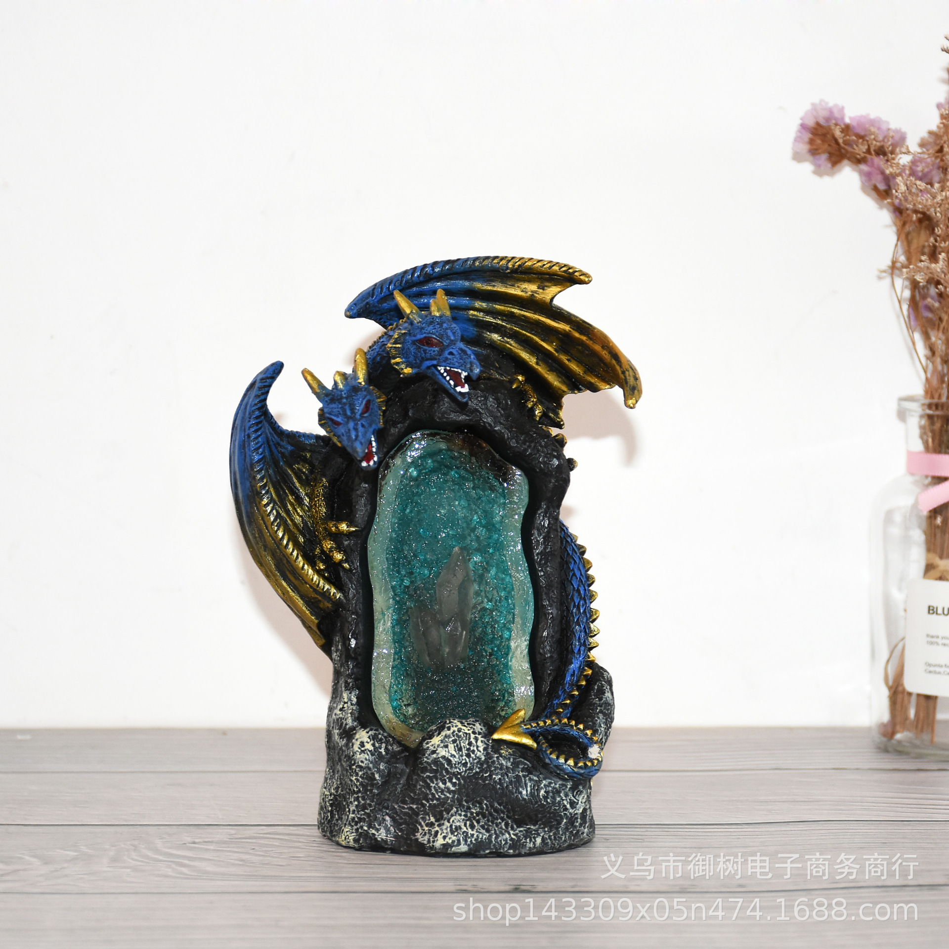 New arrival colorful crystal lamp dinosaur incense decoration creative European home decoration crafts backflow incense burner