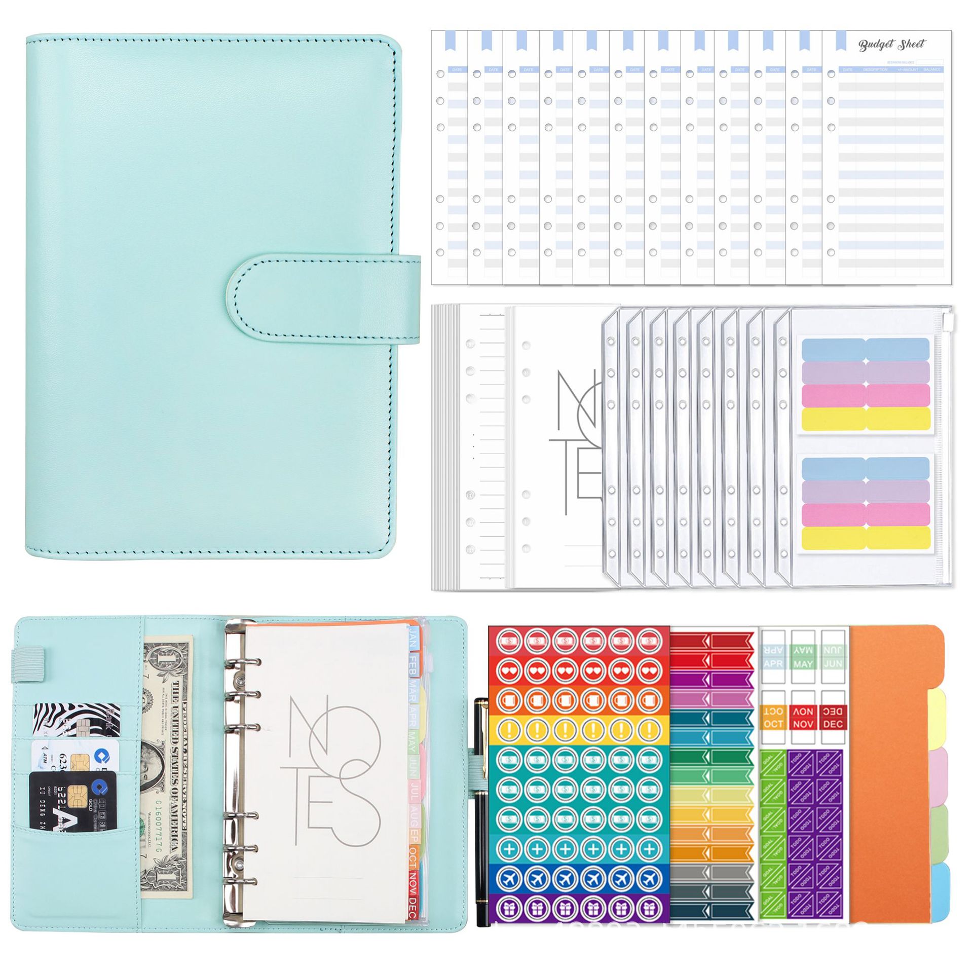 Picture of Macaron A6 Binder Accounting Notebook Planner Cash Budget Planner Japanese and Korean Cute Style