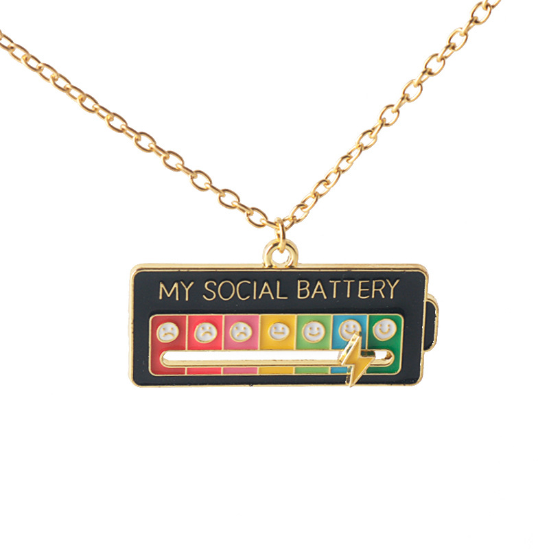 Picture of Cross-border hot selling cartoon creative emotion management adjustable mood expression keychain my social power necklace