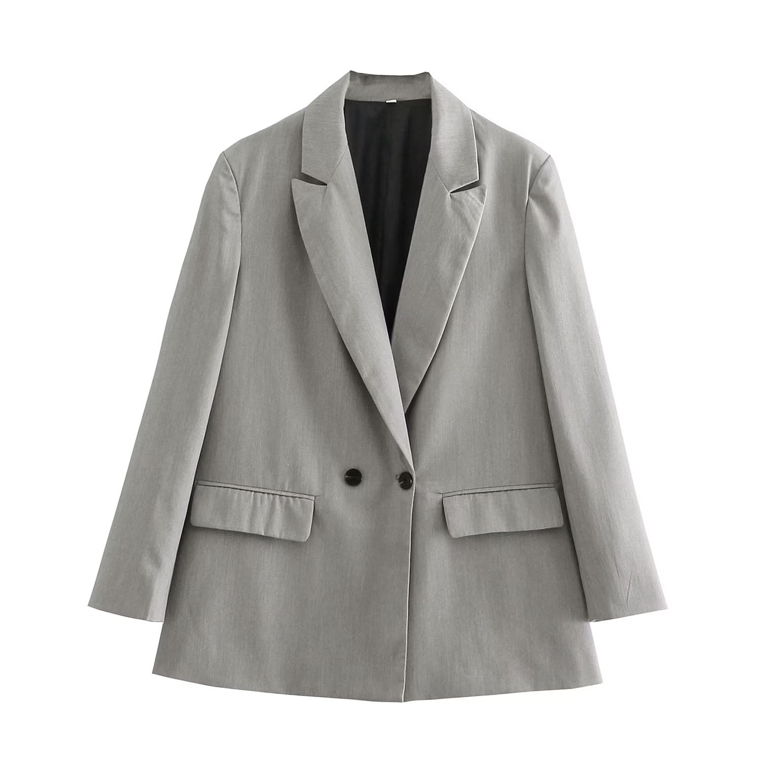 Picture of Fall 2023 new European and American cross-border Women's urban casual solid color straight loose double-breasted suit jacket