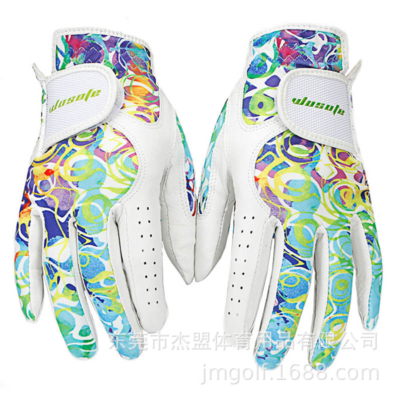 Women's Golf Gloves, Colorful Sheepskin, Wear-Resistant, Breathable, Fashionable, Sporty, Colorful, One Pair, Breathable and Wear-Resistant