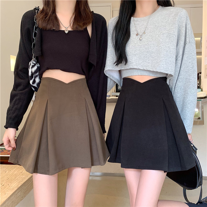 Black Irregular High Waist Hip Skirt Women's Spring and Summer plus size New chubby girl Slimming A- line JK Short Skirt