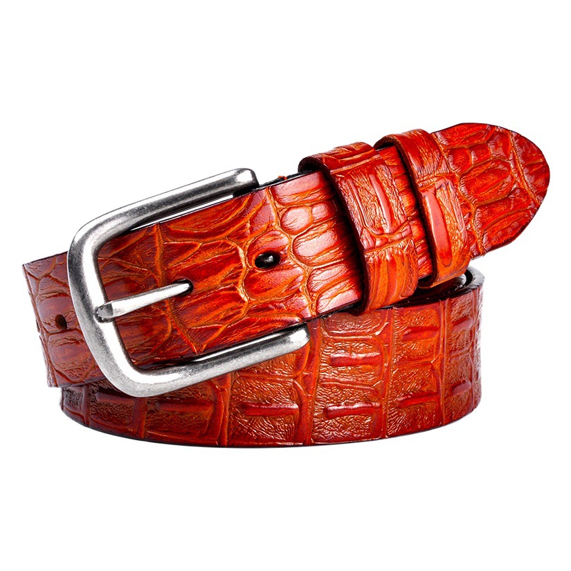 Men's Genuine Leather Belt Crocodile Pattern Belt Men's Belt Wholesale Vintage Pin Buckle Belt Factory in stock Wholesale