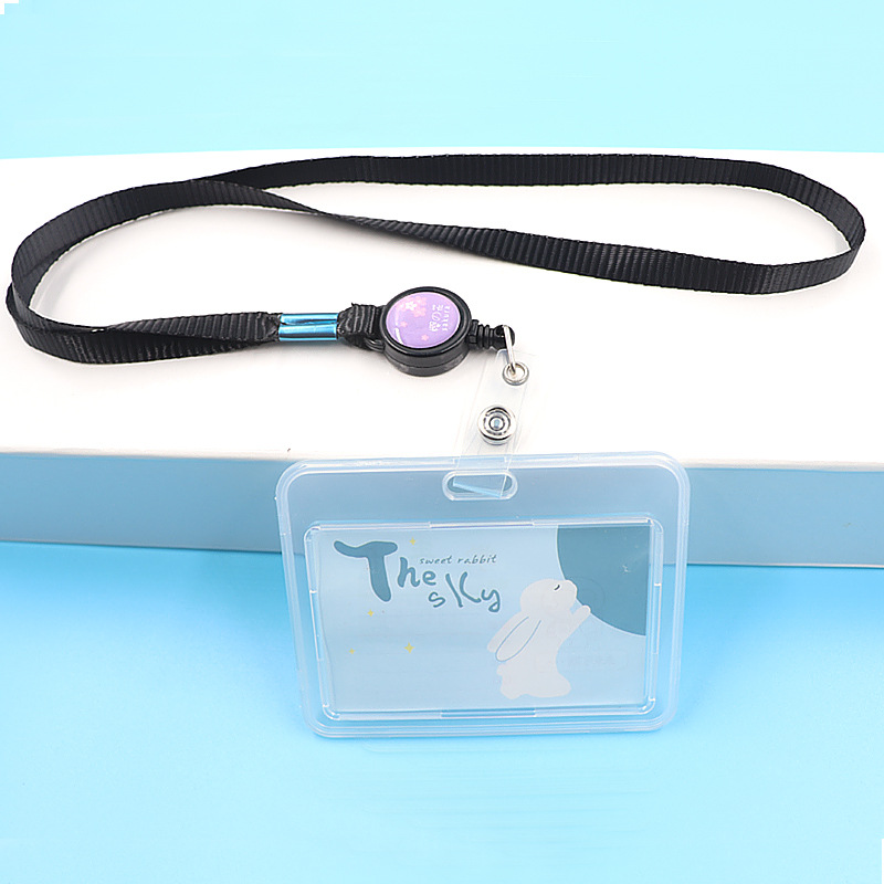 Picture of Campus student card holder retractable horizontal transparent card holder bus card holder ID card holder ID card holder lanyard