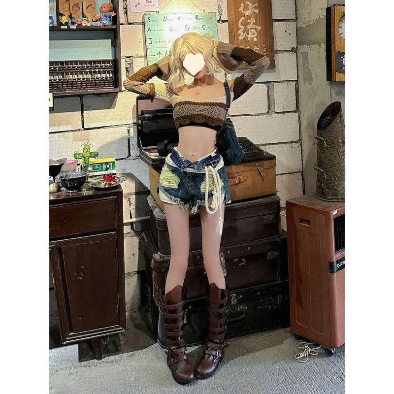 plus size Design Sense Rapped Edge Hot Pants 2024 Denim Shorts Female Hot Girl High Waist Slimming Leg Long Word Fat