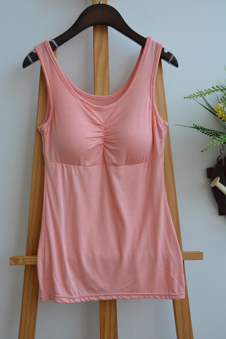 Picture of Candy Color Steel Ring Comfortable Base Solid Color Sling Bust Cotton Vest Belt Chest Pad No Wear Bra Vest Sports Large Size