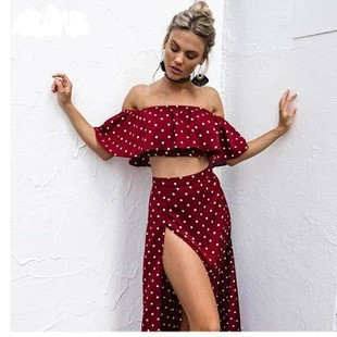 Foreign trade cross-border summer Amazon European and American sexy suit 2023 new women's summer off-shoulder polka dot dress snow