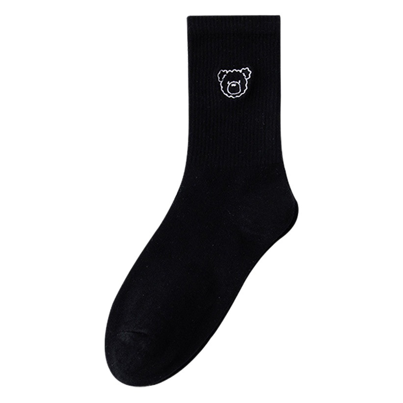 Socks Women's Mid-barrel Autumn and Winter Cotton Socks Women's Black and White Embroidered Fashionable Long-barrel Warm Sports Socks Zhuji Autumn Women's Socks
