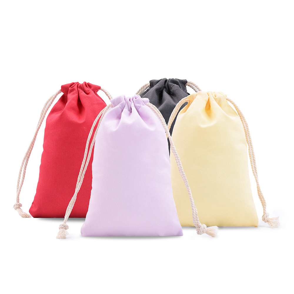 Drawstring Cotton Pouch Solid Color Simple Bracelet Storage Bag Dustproof Storage Drawstring Cosmetic Cotton Bag