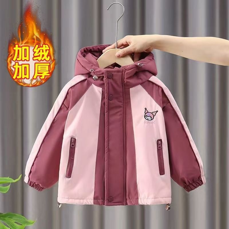 Girls' autumn and winter cotton-padded clothes 2024 new children's cotton and thickening fleece-lined charge clothes cotton-padded jacket for middle and large children in winter