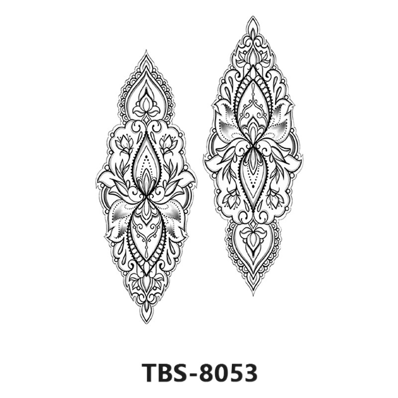 European and American Personality Black and White Color Totem tattoo Waterproof Long-lasting Small Flower Arm Animal tattoo Temporary Chest