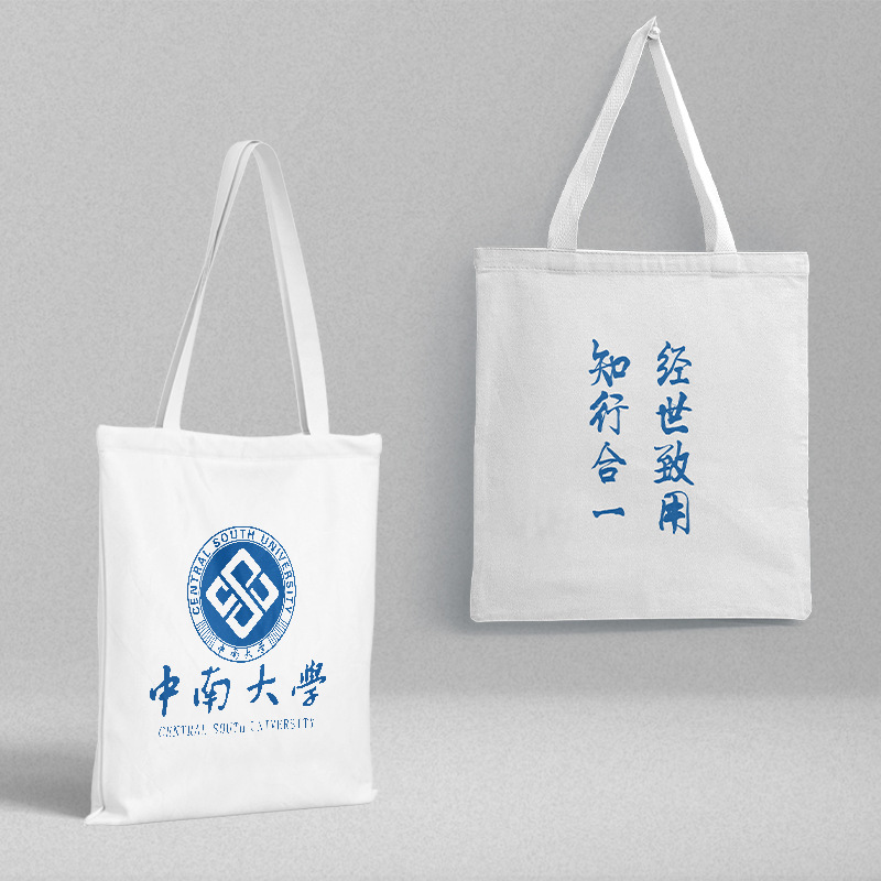 Central South University canvas schoolbag wholesale length 38 width 35PVC bag independent packaging fashion small fresh handbag
