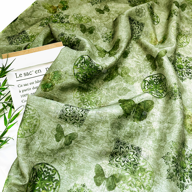 Cui Shadow Butterfly Pattern Tencel Jacquard Fabric New Chinese National Style Dress Hanfu Cheongsam Fabric Handmade DIY Fabric