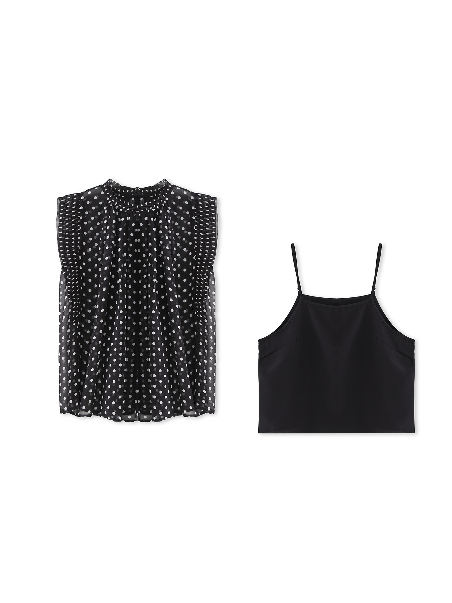 Picture of 2509109-Nanyou High-Quality Exquisite and Elegant French Polka Dot Printed Loose Sleeveless Top with Suspenders for Women New Style
