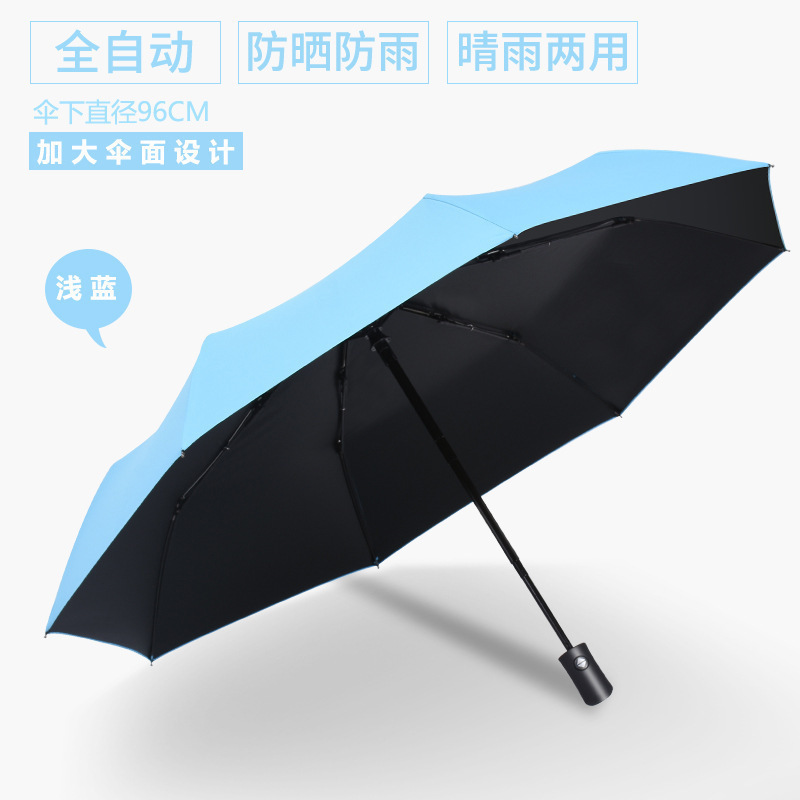 Picture of A large number of wholesale automatic rain umbrella double three folding black rubber sunscreen sunshade umbrella men and women sturdy umbrella large