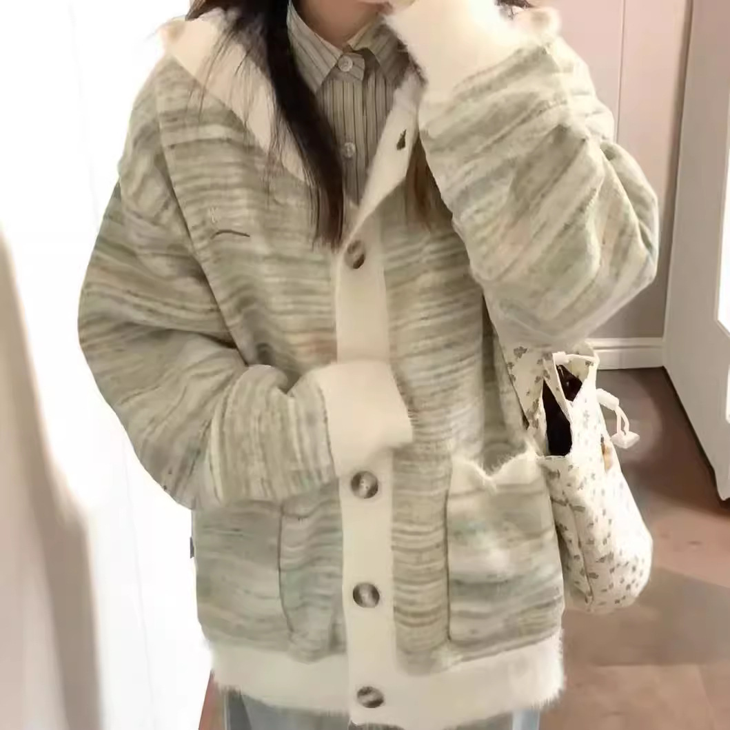 【Duojing】24 Winter Puyuan Hooded Cardigan Loose Casual Couple Autumn Winter New Chinese Trend Brand Hip Hop