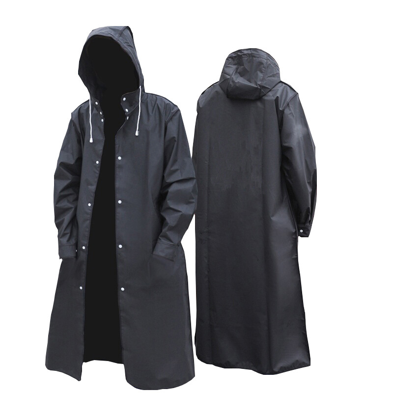 Eva Windbreaker Export Cross-Border Raincoat for Men and Women Outdoor All-In-One Extra Large Long Thickeneded Black and White Poncho Rain Gear