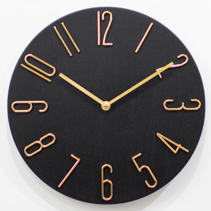 Picture of 30cm Clock Wall Clock Living Room Clock Wall Hanging Watch Quartz Clock Wall Hanging Creative Silent Wall Clock