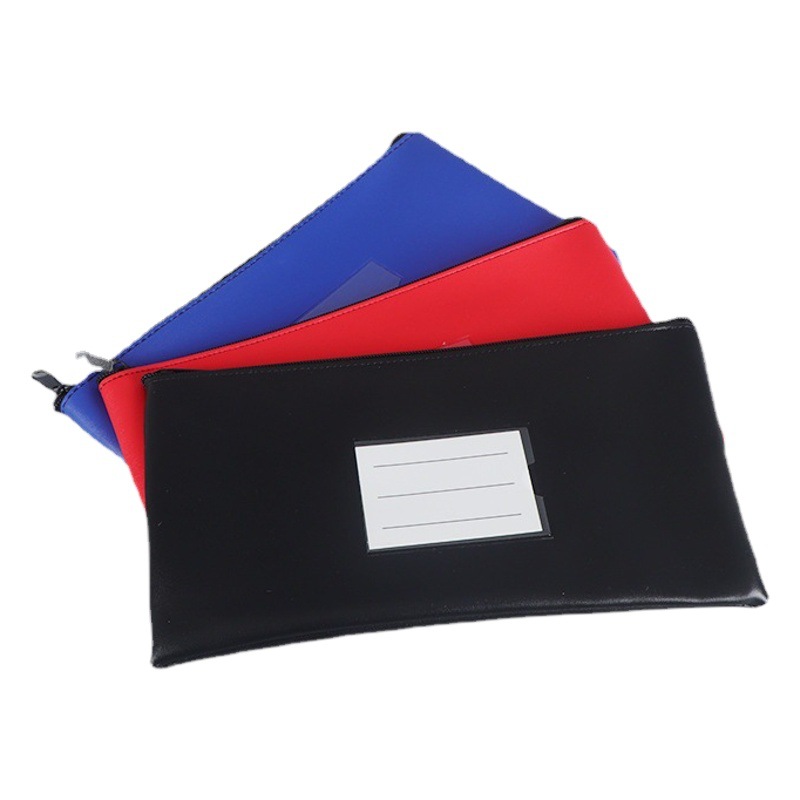 Amazon Aliexpress with Card Slot Window Pu Leather Receipt Bag Leather Storage Bag Stationery Bag Leather Storage Bag