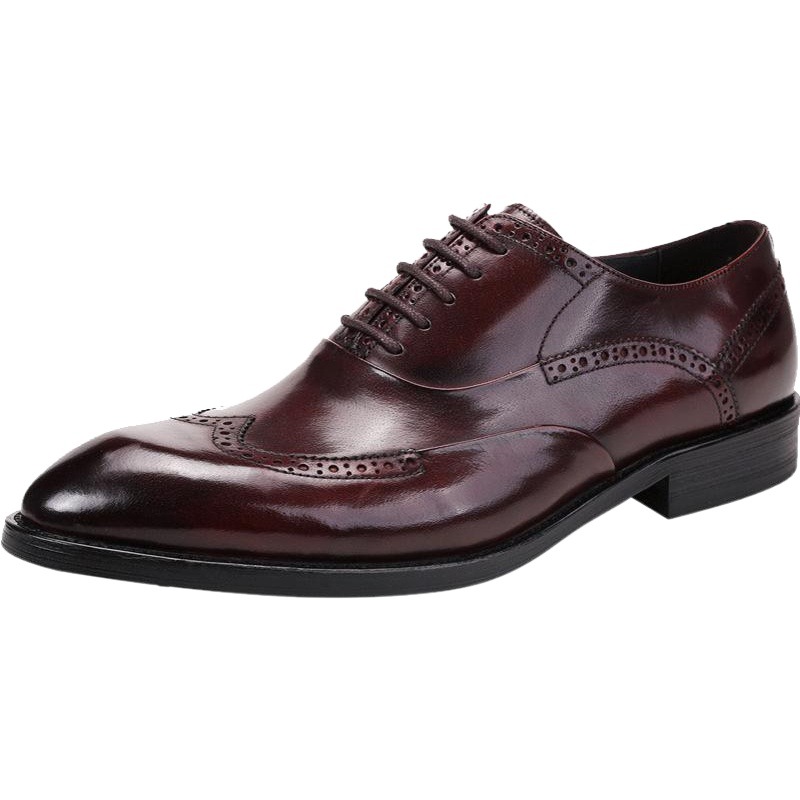 [Activity] Dress Leather Shoes Men's Genuine Leather British Carved Brock Men's Business Dress Pointed Oxford Shoes