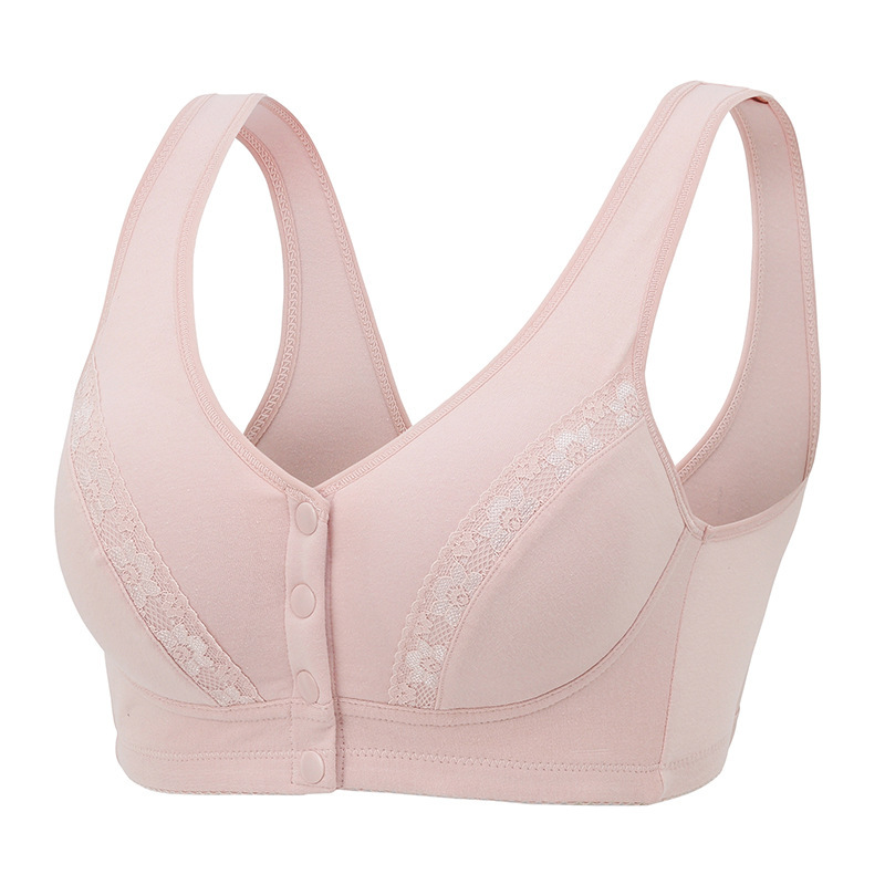 Picture of Mom's Underwear Women's Bra No Steel Ring Vest Thin Front Buckle Middle-aged and Elderly 50-year-old plus size Breathable Bra