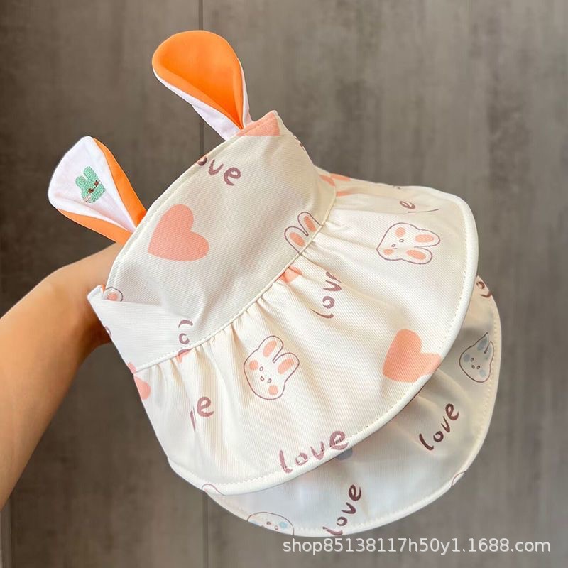 Picture of Rabbit Baby hat summer empty top hat baby big brim sun protection hat boys and girls toddler beach sun hat cute