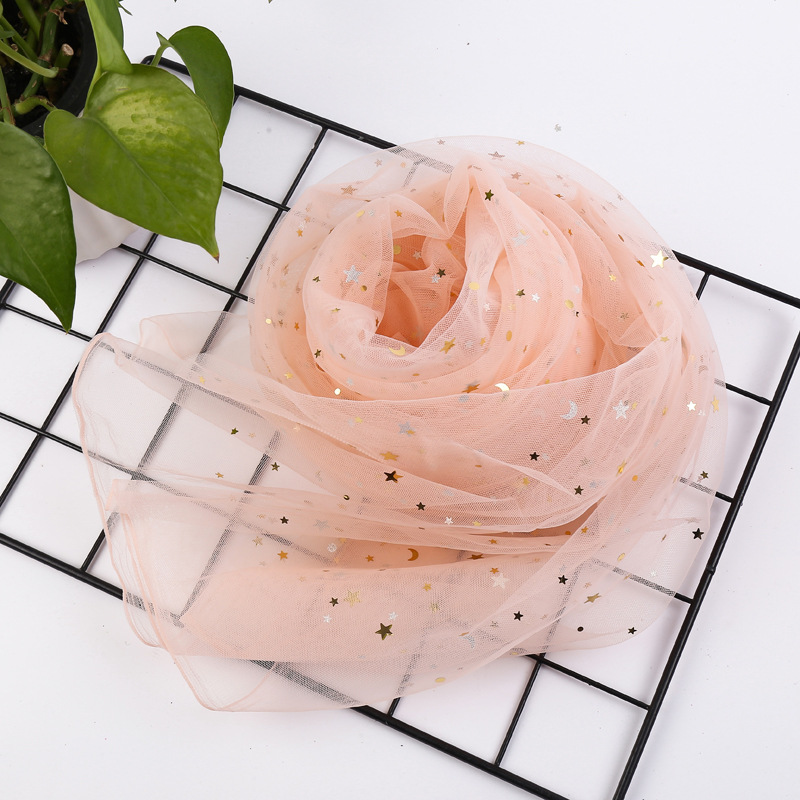 Picture of Can be used for cutting star and moon yarn sequins cloth net red yarn soft veil mesh gauze hand gift decorative gauze star yarn
