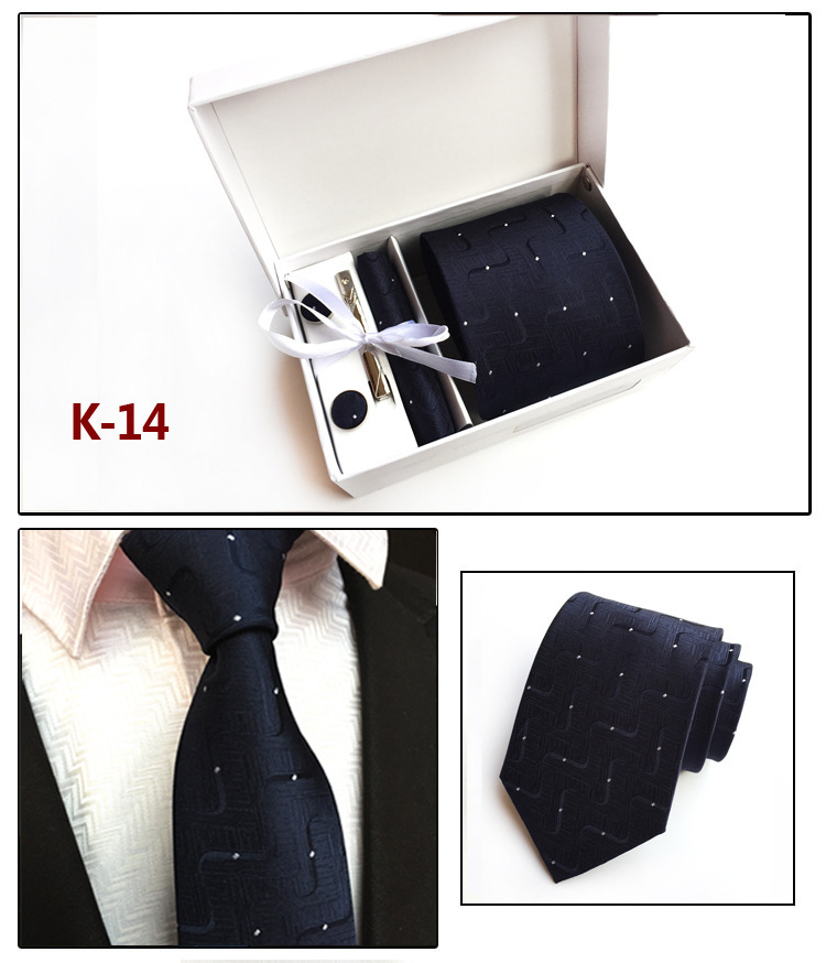Picture of Manufacturers wholesale men's tie in stock gift box 6 pieces suit group tie business formal tie