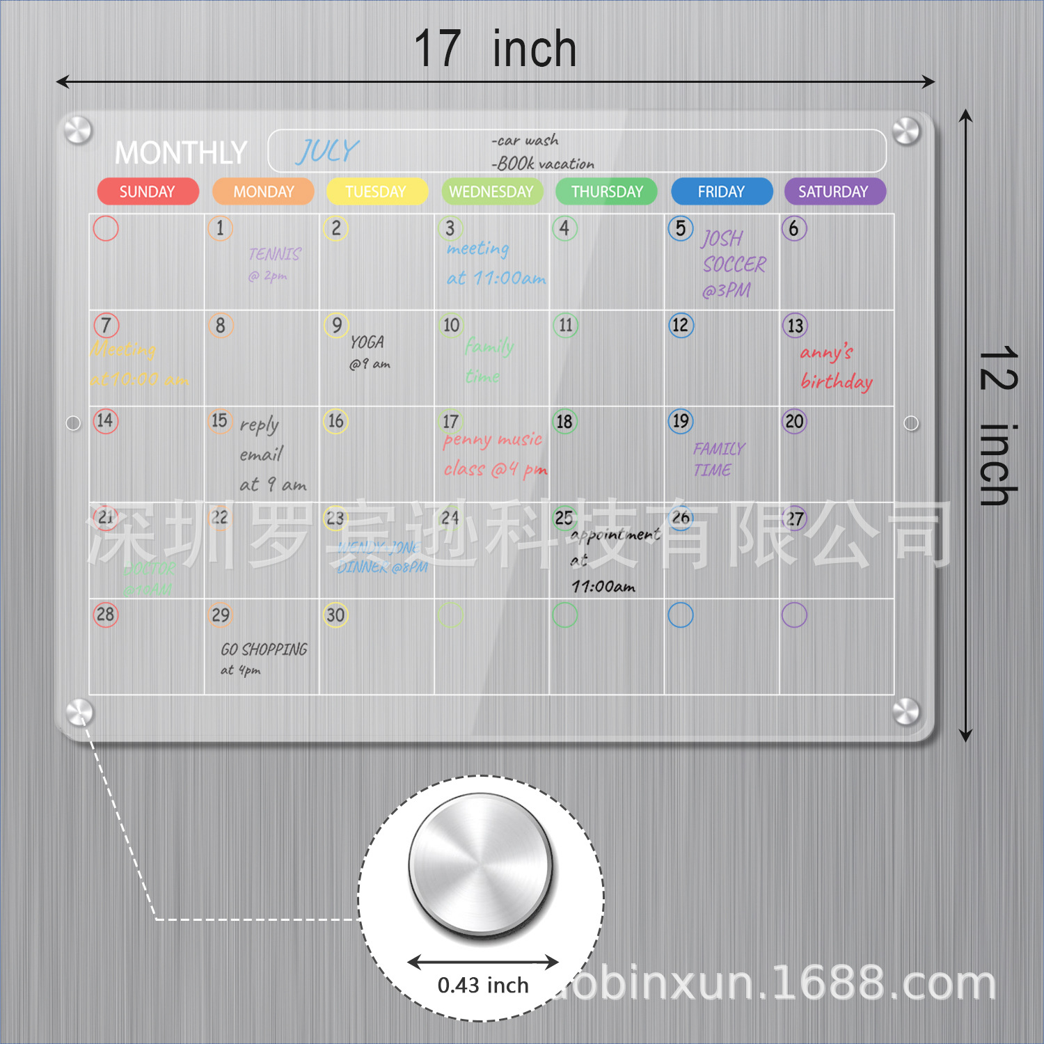 Magnetic suction transparent refrigerator calendar board acrylic message board display board magnetic acrylic dry erase board