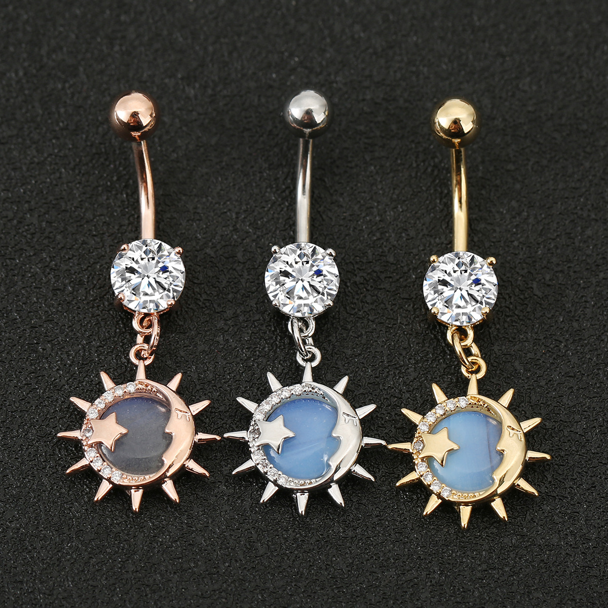 Bohemian Moonstone Sun Hot Sale Nail Ring Body Piercing Nail Button Fashion Personalized Nail Nail Jewelry