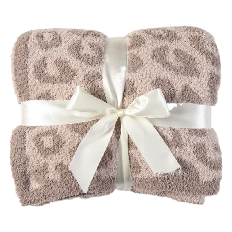 Knitted Blanket Leopard Cover Blanket Half Fleece Jacquard Knitted Blanket Sofa Blanket Tatami Bed Cover Car Blanket