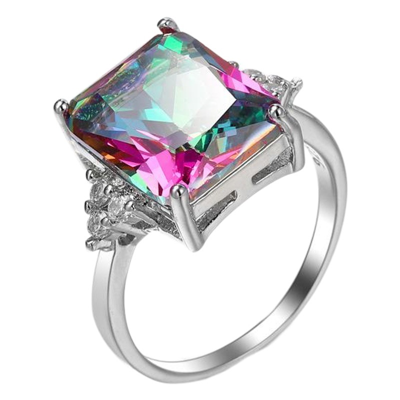 Cross-Border E-Commerce Independent Station Hot-Selling Colorful Zircon Women's Jewelry European and American Foreign Trade Fashion Creative Jewelry Rings Wholesale