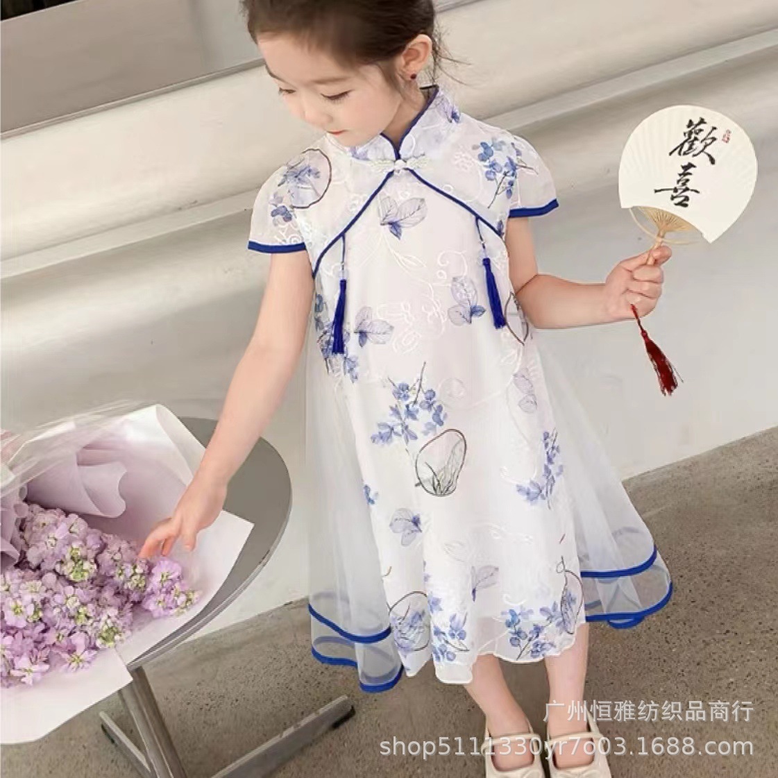 Picture of New Spring and Summer Hanfu Chiffon Printing Embroidered Multicolor Chiffon Computer Embroidered Lace Embroidered Children's Dress Fabric
