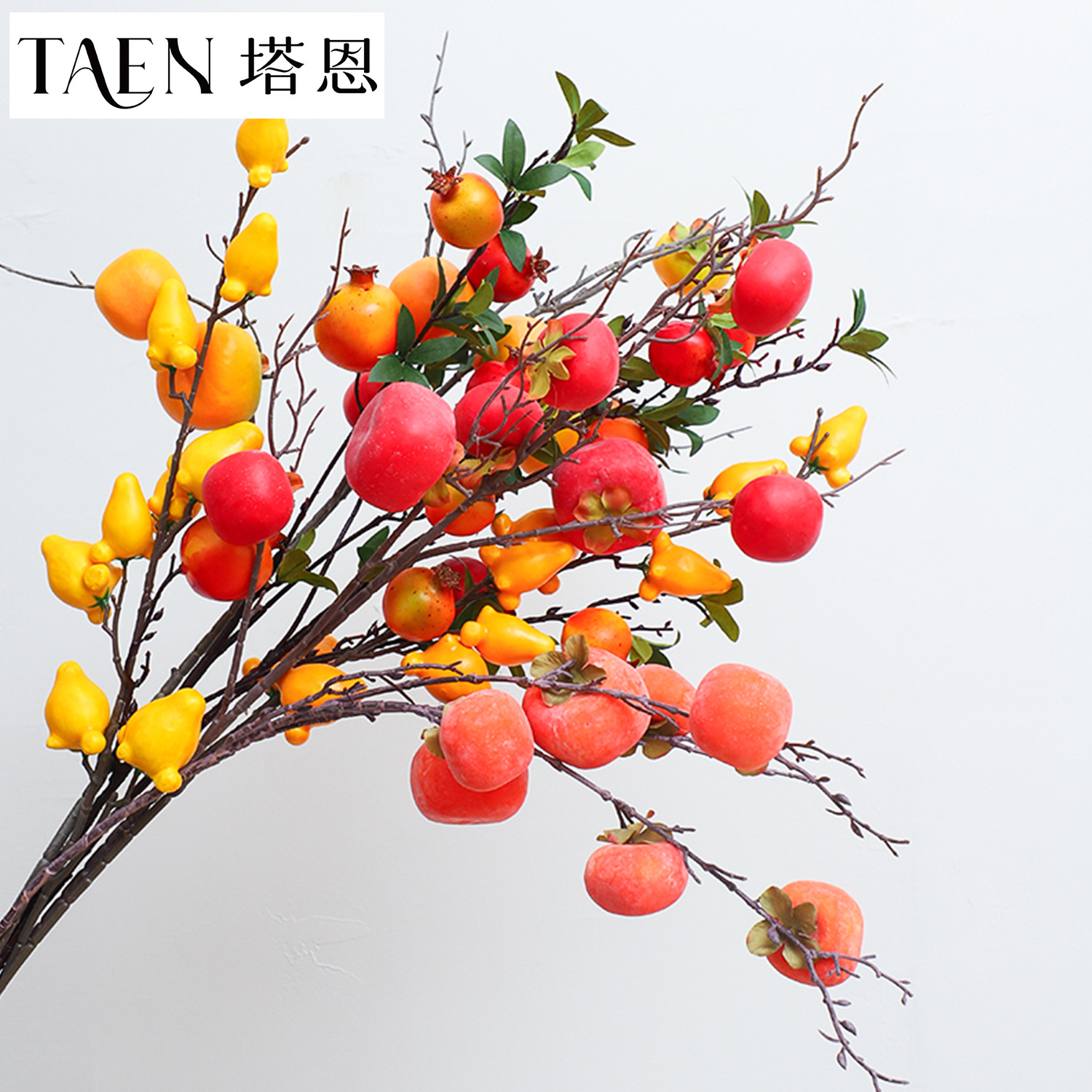Wholesale New Year Flower Pomegranate Artificial Flower Persimmon A String of Living Room Ornaments Bucket Decorative Flower bouquet Handmade diy Material